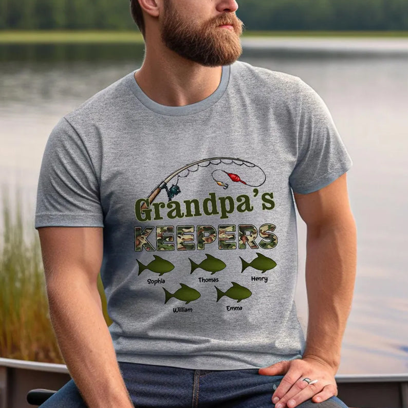 Grandpa s Keepers Camouflage Pattern Fishing Personalized Shirt, Unique 2025 Father's Day Gift For Grandpa, Dad
