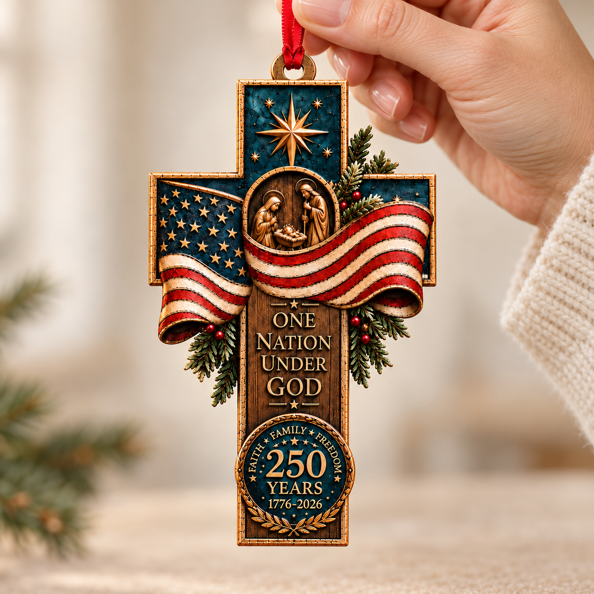 Faith Family Freedom Patriotic Cross Ornament, American Flag 2D Wooden Christmas Decor, One Nation Under God Gift e00c2c4a-4760-4ac7-b33e-479ffec9c131-M-n-qu-Gi-ng-sinh-tr-n-tay-3.png