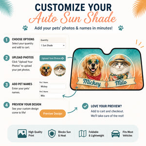 Custom Pet Portrait Auto Sun Shade – Tropical Medallions (2 Pets + Names) - Personalized Auto Sun Shade e03bf7d0-d789-4523-b740-66495d8cd57f.jpg