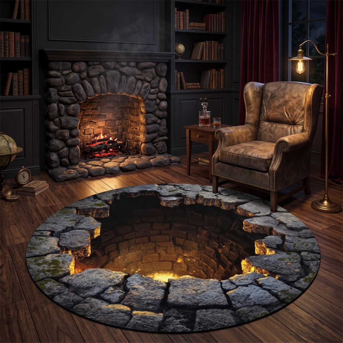 3D Stone Well Illusion Rug, Halloween Round Rug, Optical Illusion Carpet, Spooky Bottomless Pit Floor Mat, Gothic Home Decor Gift e04d81a1-5508-41a2-a030-c6fc2e6d6cf0-3.jpg