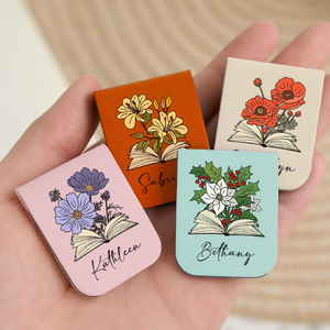Personalized Magnetic Leather Bookmark, Name Floral Book Lover Gift, Name Leather Bookmark, Birthday Gift For Book Lover, Book Club e06daca6-b613-427c-a118-369febe13f08-2.png
