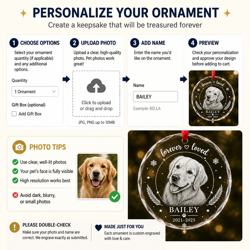 Pet Memorial Crystal Ornament – Upload Photo, Name & Years - Personalized Crystal Ornament e07bde85-22d6-4f03-9d6b-d1015bef1ed7.jpg