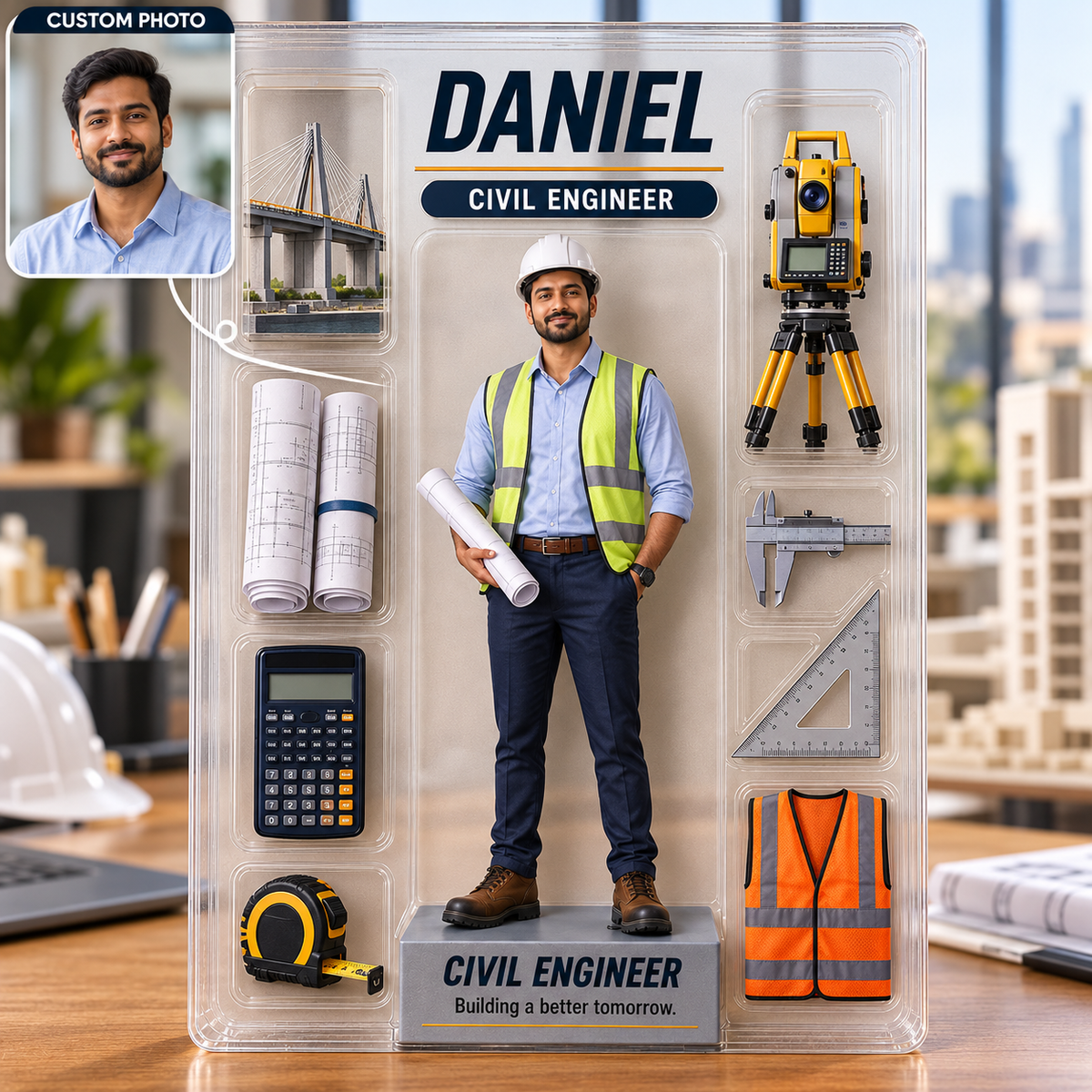 Personalized Civil Engineer Acrylic Table Sign, Custom Photo & Name Plaque, Engineering Desk Decor, Graduation Gift for Engineers e08cb185-0248-432c-a6d6-b77d10a02043-Bi-n-acrylic-k-s-x-y-d-ng-Daniel.png