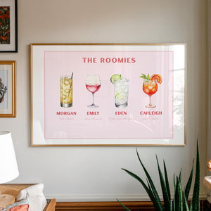 Pink Custom Roommate Drink Print, Roommates as Drinks, Trendy Apartment Dorm Art, Bar Cart Decor, Cocktail Poster, Personalized Wall Art e0a05e43-3911-4d5b-94e0-8bce4f5caa1d-4.jpg