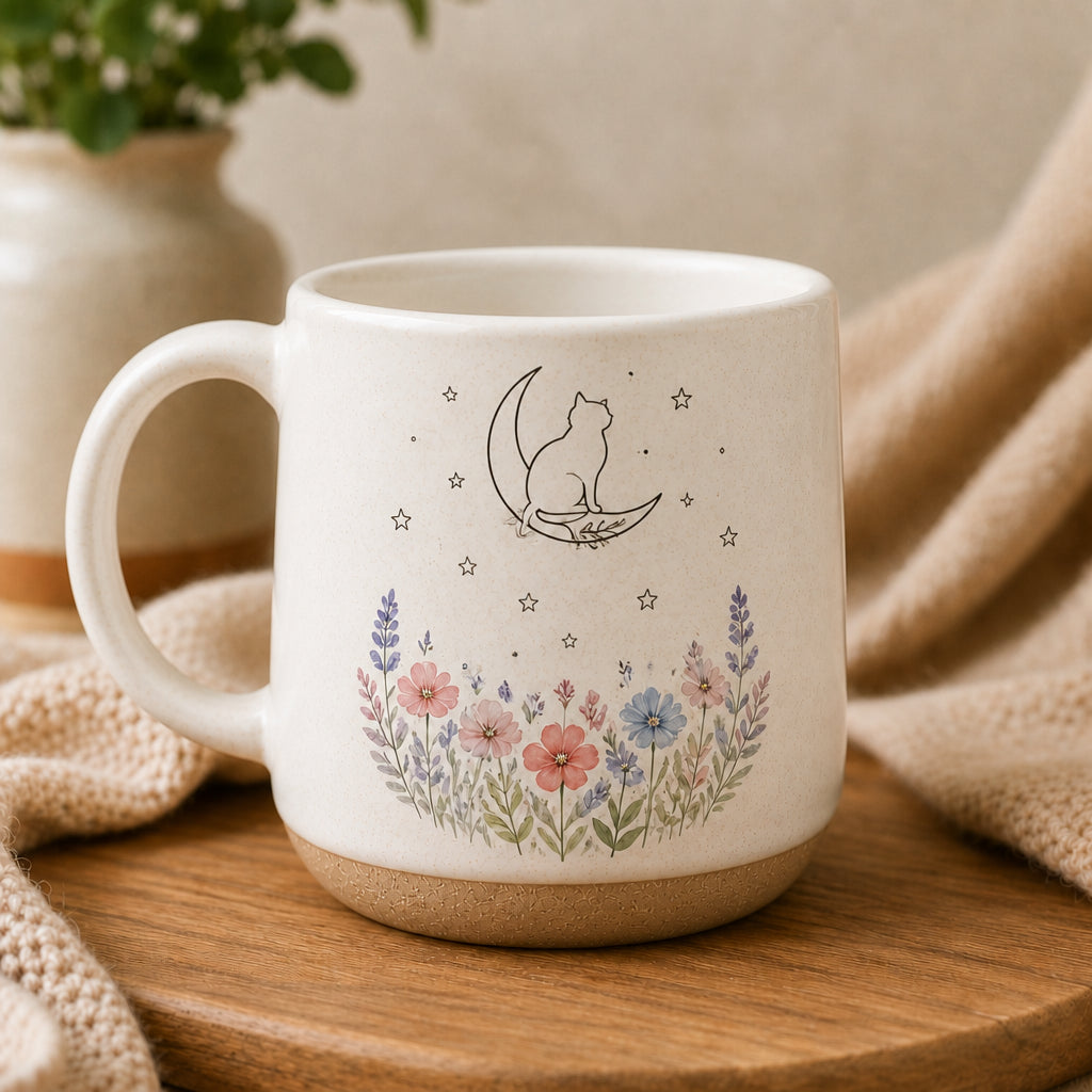 Personalized Cat Line-Art Pottery Mug with Wildflower Meadow - Personalized Pottery Mug e0d13200-69e9-4dd2-96b3-f21d9a0f82f2.jpg