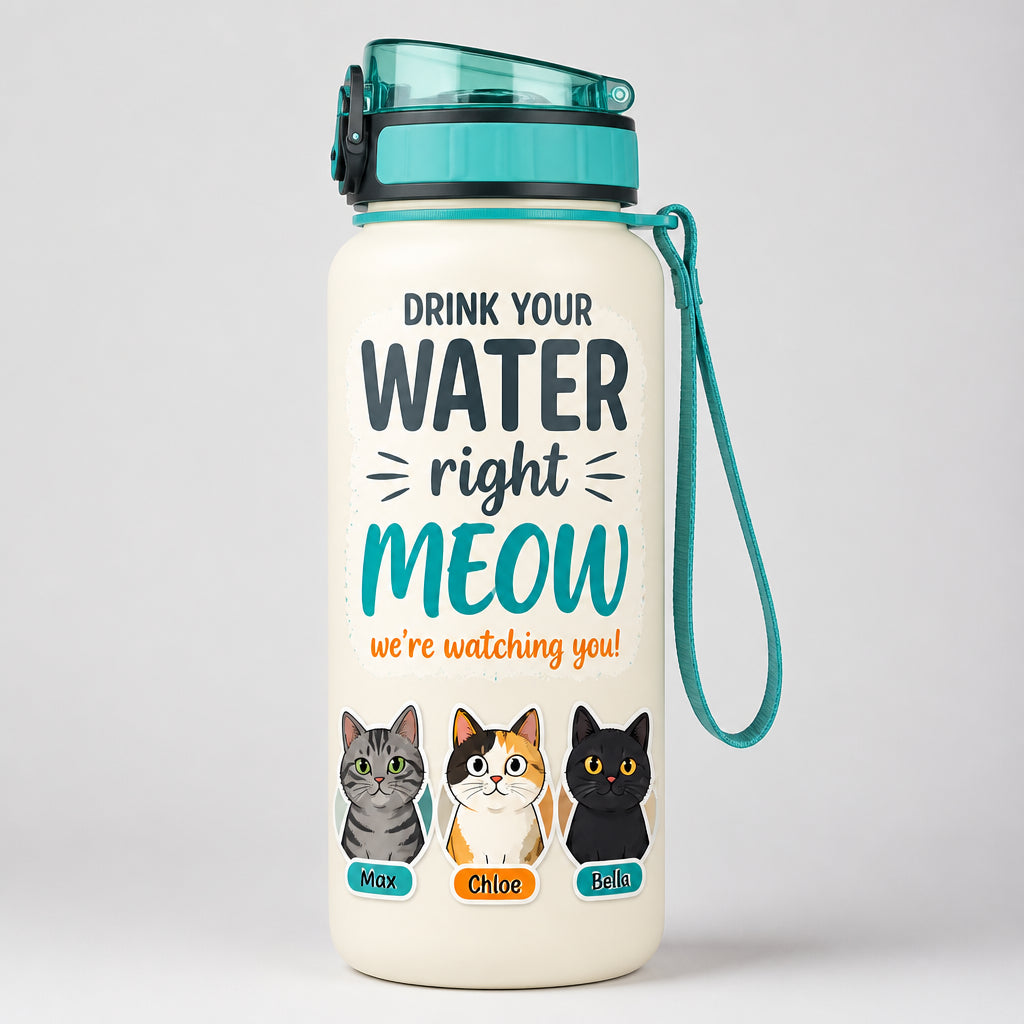Cat Hydration Tracker Bottle – Drink Your Water Right Meow (3 Pet Photos + Names) - Personalized Water Tracker Bottle e0d43cf4-a6c5-4ade-a381-886b21c4108d.jpg