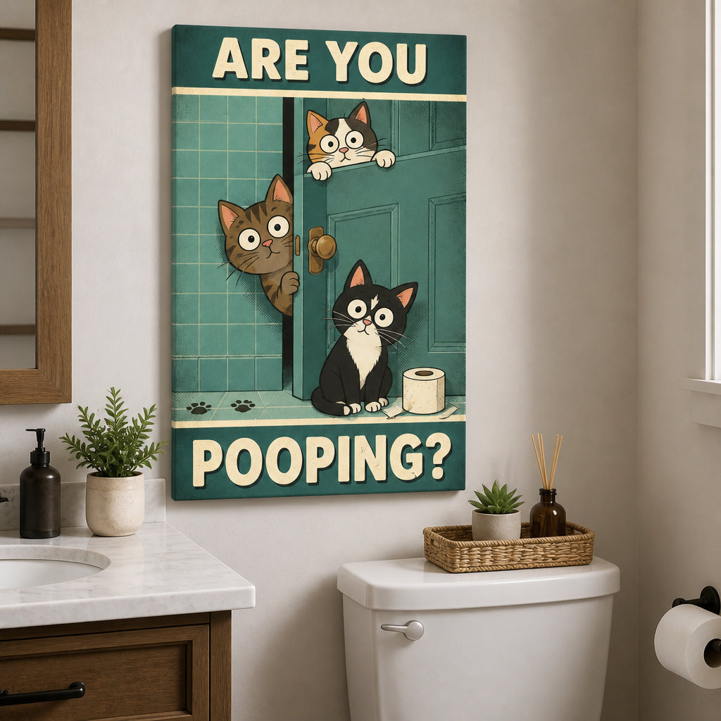 Are You Pooping? Funny Cat Bathroom Canvas - Canvas e0e54c22-227e-438b-8c34-25e88035802e.jpg