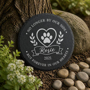 Pet Memorial Slate – No Longer by Our Side, Name & Year - Personalized Slate Memorial Stone e0f02d5f-6958-4b12-9e46-5bde0fed846b.jpg