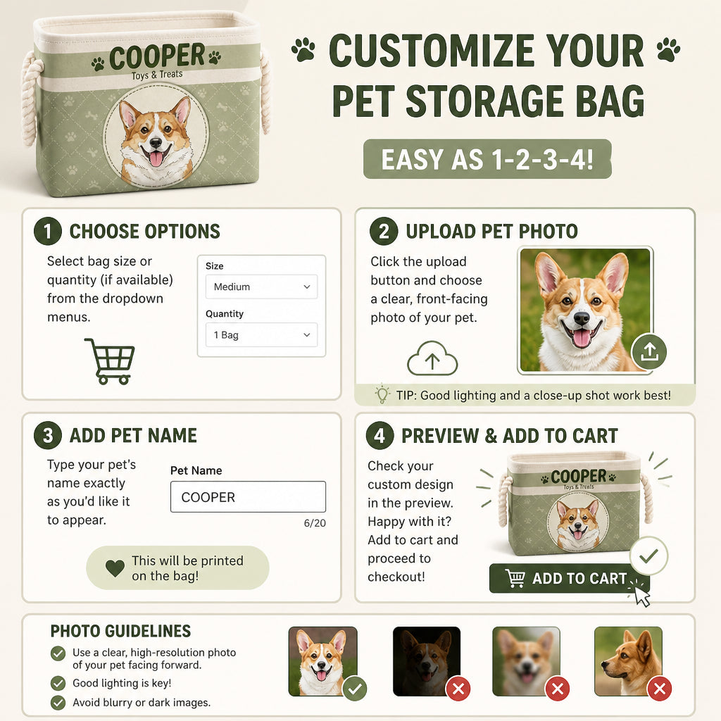 Personalized Pet Toy Storage Bin – Photo-To-Cartoon Portrait + Name - Personalized Storage Bag e0f7b6a0-fea3-4141-9b61-c95b5b57a243.jpg