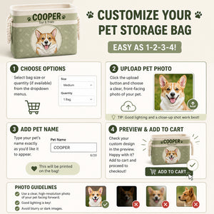 Personalized Pet Toy Storage Bin – Photo-To-Cartoon Portrait + Name - Personalized Storage Bag e0f7b6a0-fea3-4141-9b61-c95b5b57a243.jpg