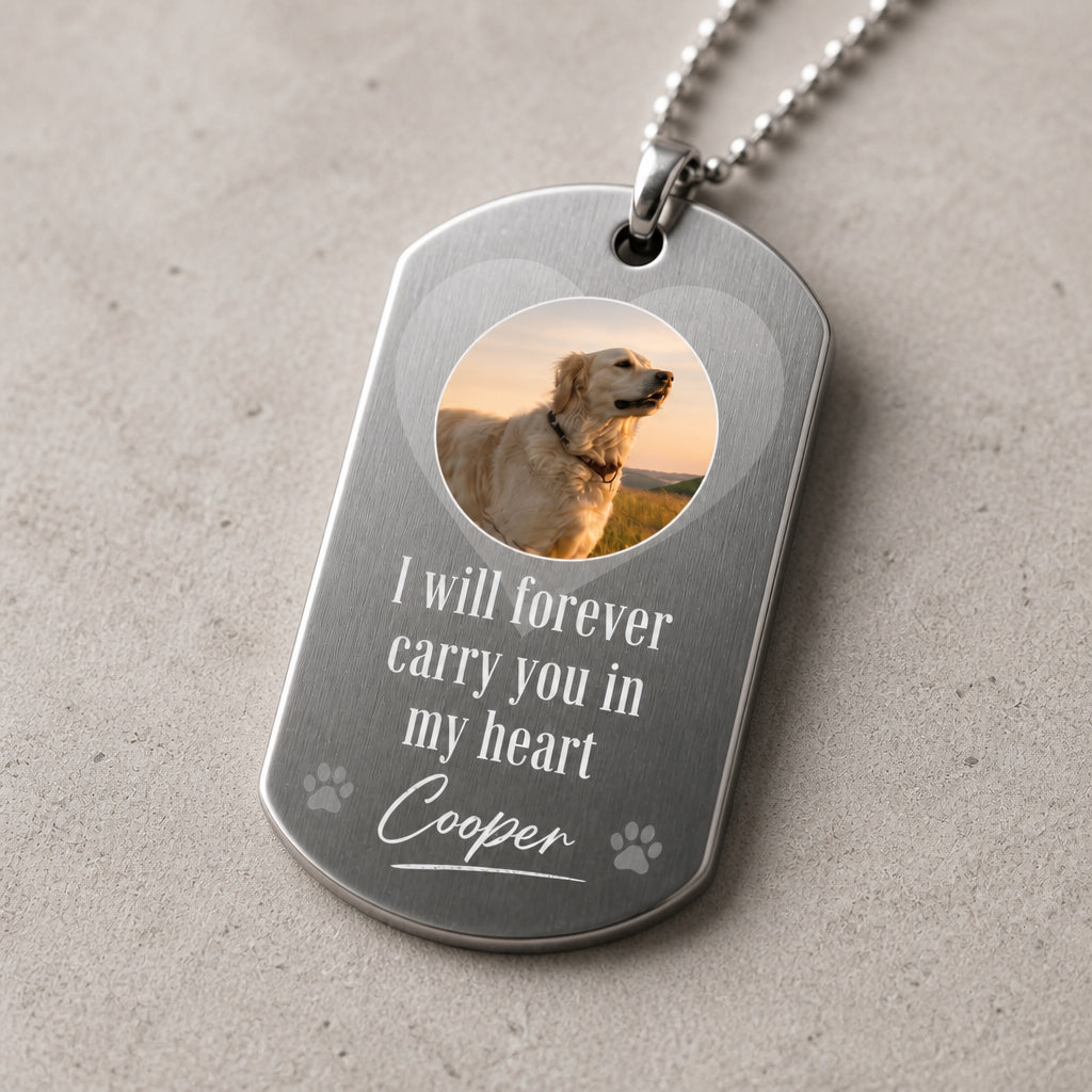 Pet Memorial Photo Dog Tag Necklace – I Will Forever Carry You In My Heart - Personalized Dogtag Necklace e0fe6175-8516-4029-b160-fdedf9ddf2d5.jpg