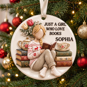 My Happy Place Has Books - Book Lovers - Personalized Real 3D Raised Ornament e107f1ed-1a8d-4092-89d3-180d0aa7dd3f-MOCKUP-2.png