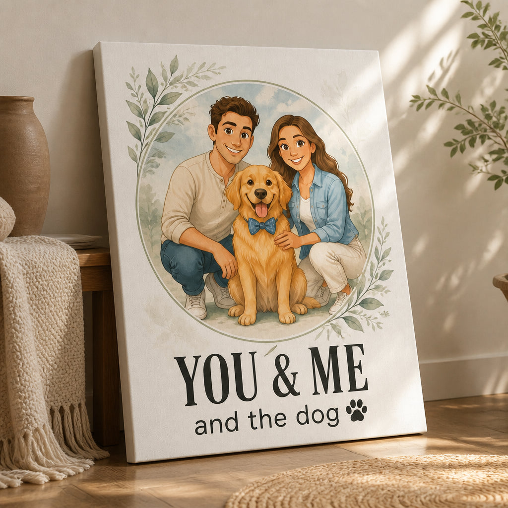 You & Me And The Dog — Custom Cartoon Photo Canvas - Personalized Canvas e113e939-1118-4d1b-8b0b-faa1c2fa0c0c.jpg