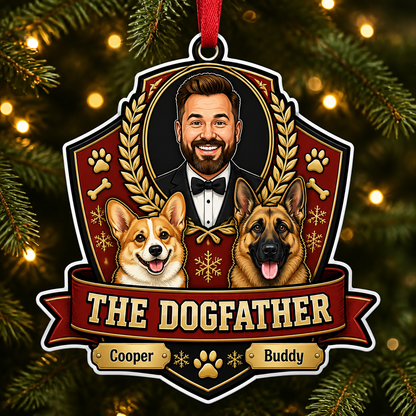 The Dogfather Custom Face + 2 Dogs Ornament - Personalized Laser Cut Custom Shape Ornament e11ac8e3-fa75-448b-a21c-6b9ca5f5b069.png