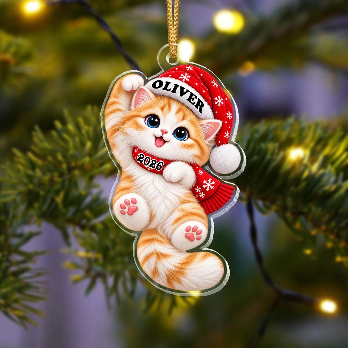 Personalized Acrylic Cat Ornament, Custom Name & Year, Santa Kitten Christmas Gift e1213b96-bc01-433c-bfbc-1661616ae3ee-5.jpg