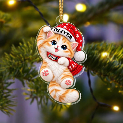 Personalized Acrylic Cat Ornament, Custom Name & Year, Santa Kitten Christmas Gift e1213b96-bc01-433c-bfbc-1661616ae3ee-5.jpg
