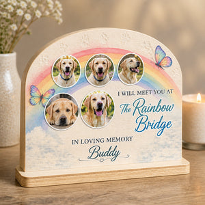 Rainbow Bridge Pet Memorial Table Sign - 5 Photo Collage - Personalized Wooden Photo Table Sign e14e7d35-30dd-4bdc-bce3-3c9868b6ff09.jpg