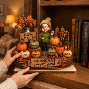 Hello Fall Grandma's Pumpkin Patch - Personalized Wooden Plaque - Cozy Fall Decor for Grandma
