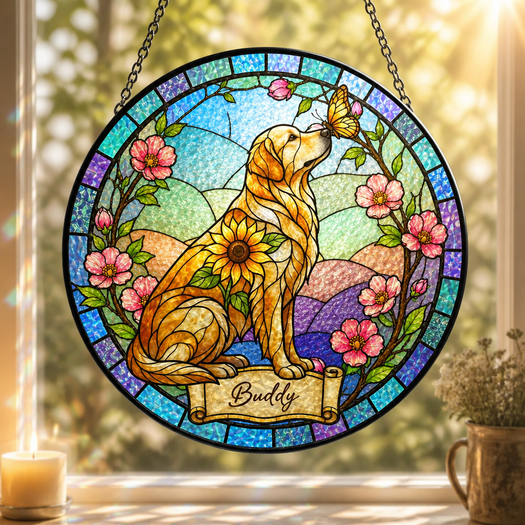 Custom Stained-Glass Pet Suncatcher — Photo-to-Art with Name - Personalized Suncatcher Stained Glass e17e0dac-e4a4-4dcb-8ffe-b6da81bac18b.png