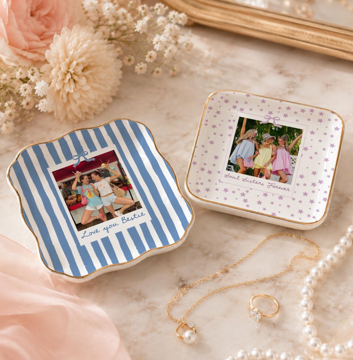 Personalized Besties Photo Ring Dish, Ceramic Best Friend Jewelry Dish, Sister Birthday Gifts For Her, Bridesmaid Striped Trinket Tray e184dbe6-9bed-42c8-a7f7-b75e4f75e0ce-5.jpg