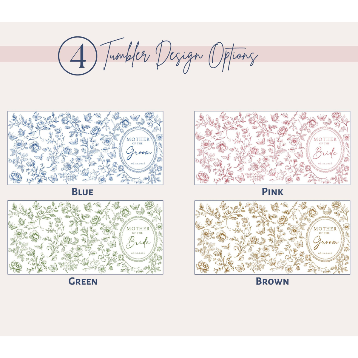 Blue Toile Mother Of the Bride Tumbler 40oz, Personalized Mother Of The Groom Tumbler With Handle, Blue Floral Toile De Jouy Wedding Cup e1b2261e-2eb8-41fb-ac20-8c45f67a399f-banner-6.png