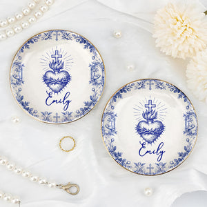 Personalized Sacred Heart and Cross Jewelry Dish, Custom Name Catholic Gift, First Communion Trinket Dish, Confirmation Baptism Ring Tray e1bf0a2c-8d9c-4221-a8fb-c86ffbde6018-6.jpg