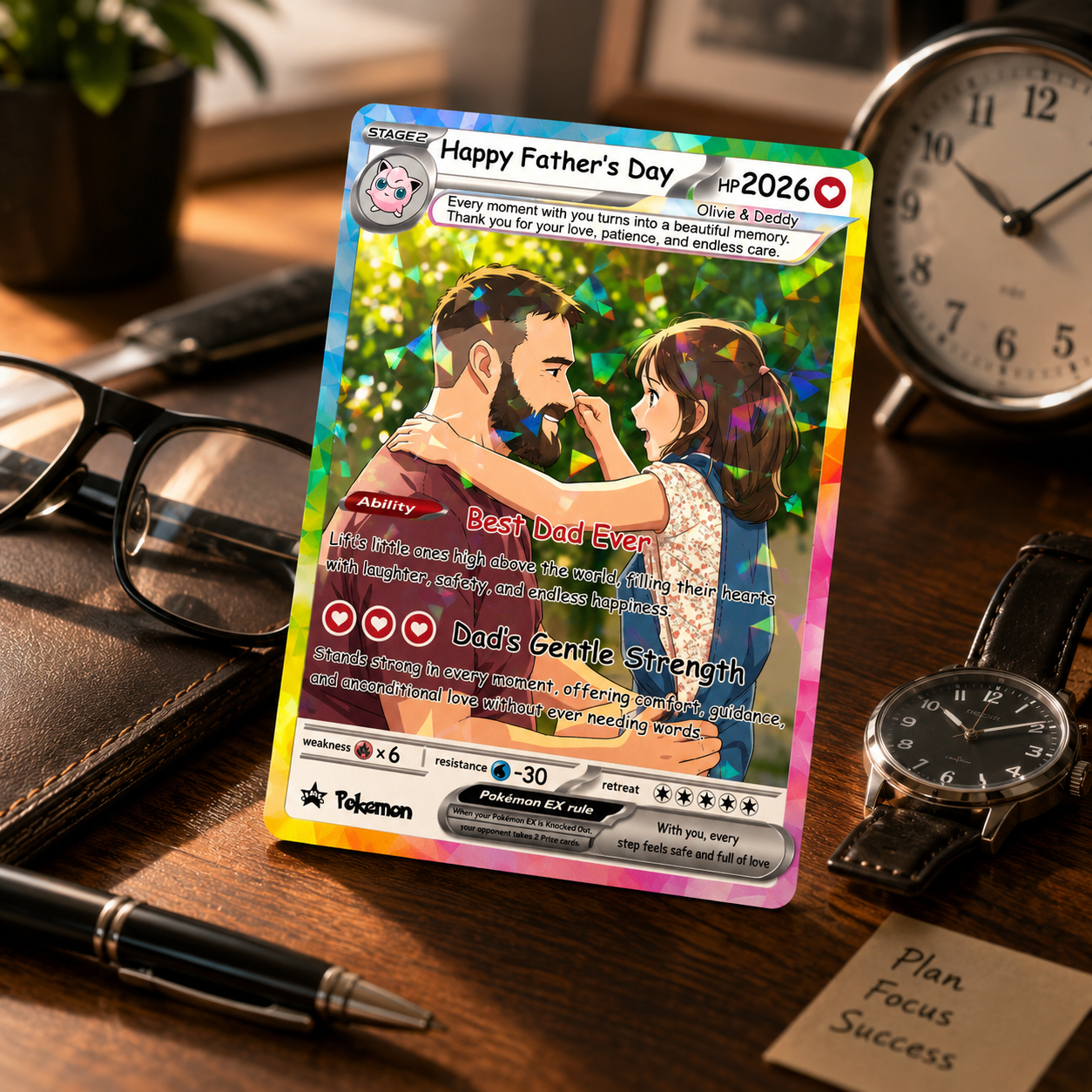 Custom Father s Day Anime Card, Personalized Photo Trading Card, Gift for Gamer Dad, Father s Day Present, Custom Trainer Card