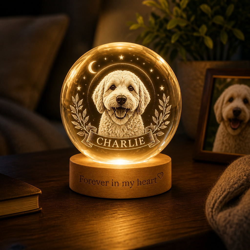 Pet Memorial Crystal Ball Night Light – Photo Engraved with Name, "Forever in my heart" - Personalized Crystal Ball LED Night Light e1ed1175-b34b-418e-a2e1-1d877162df47.jpg