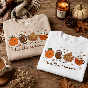 Embroidered Tis The Season Sweatshirt, Cute Fall Pumpkin Football Coffee Shirt, Autumn Leaves Cozy Sweatshirt, Thanksgiving Gift e1f854c3-b825-4423-a747-cbb53c94231c-2.jpg