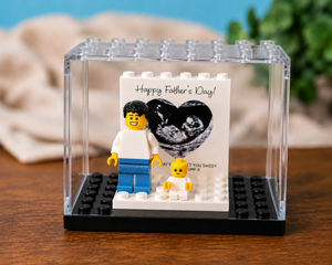 Baby Scan Photo Block, Personalised First Father's Day Gift, Custom Dad Minifigure, New Dad Pregnancy Keepsake, Daddy Gift From Bump