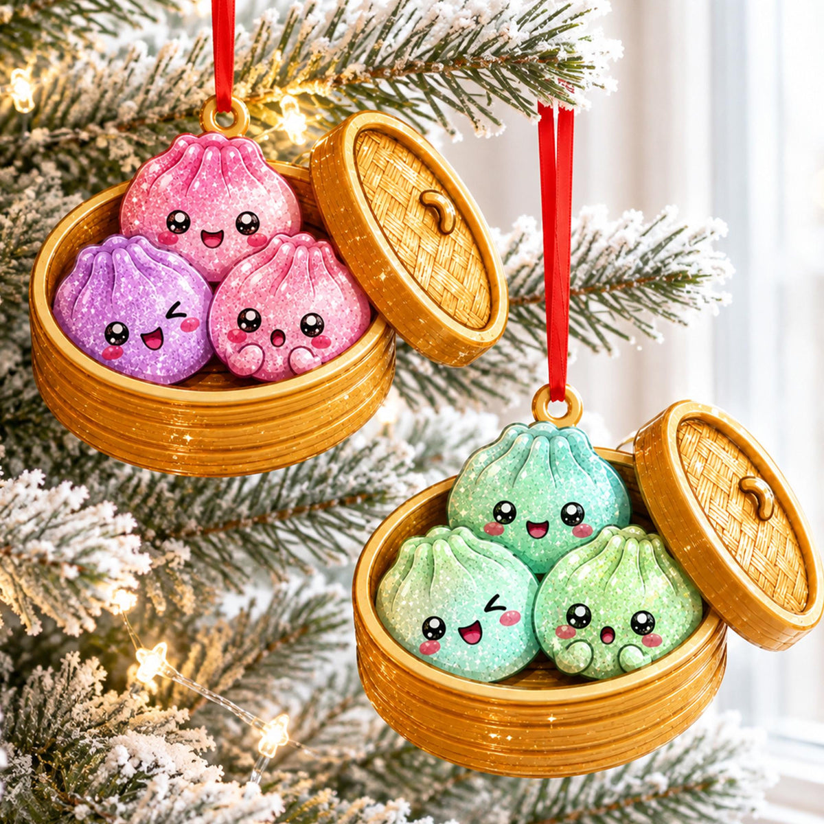 Glitter Dumpling 2D Ornament, Cute Kawaii Dim Sum Christmas Ornament, Steamed Bun Ornament, Food Lover Gift, Funny Dumpling Holiday Ornament e2070573-ec32-4349-b6b7-b607f74de18a-dumpling-3.jpg