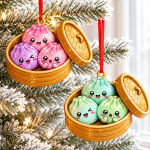 Glitter Dumpling 2D Ornament, Cute Kawaii Dim Sum Christmas Ornament, Steamed Bun Ornament, Food Lover Gift, Funny Dumpling Holiday Ornament e2070573-ec32-4349-b6b7-b607f74de18a-dumpling-3.jpg
