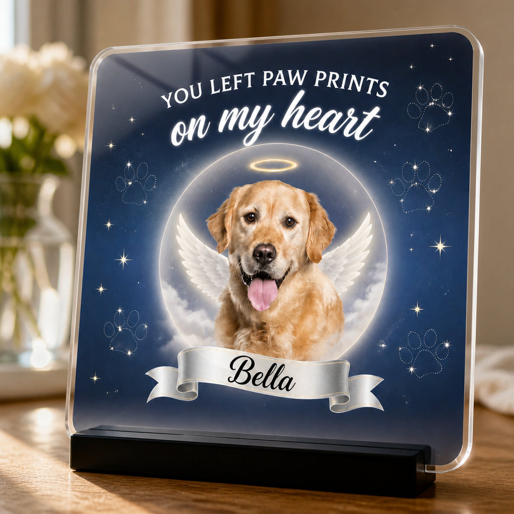 Pet Memorial Acrylic Plaque – You Left Paw Prints On My Heart (Photo + Name) - Personalized Acrylic Plaque e2400b5c-5cf1-473b-8def-5e7dde50f4ba.jpg