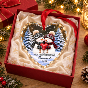 Our First Christmas Married Couple Snowman - Personalized Crystal Ornament - Christmas Gift For Couple e241f6ac-121a-46b9-8618-d88c155f706c-banner-3.png