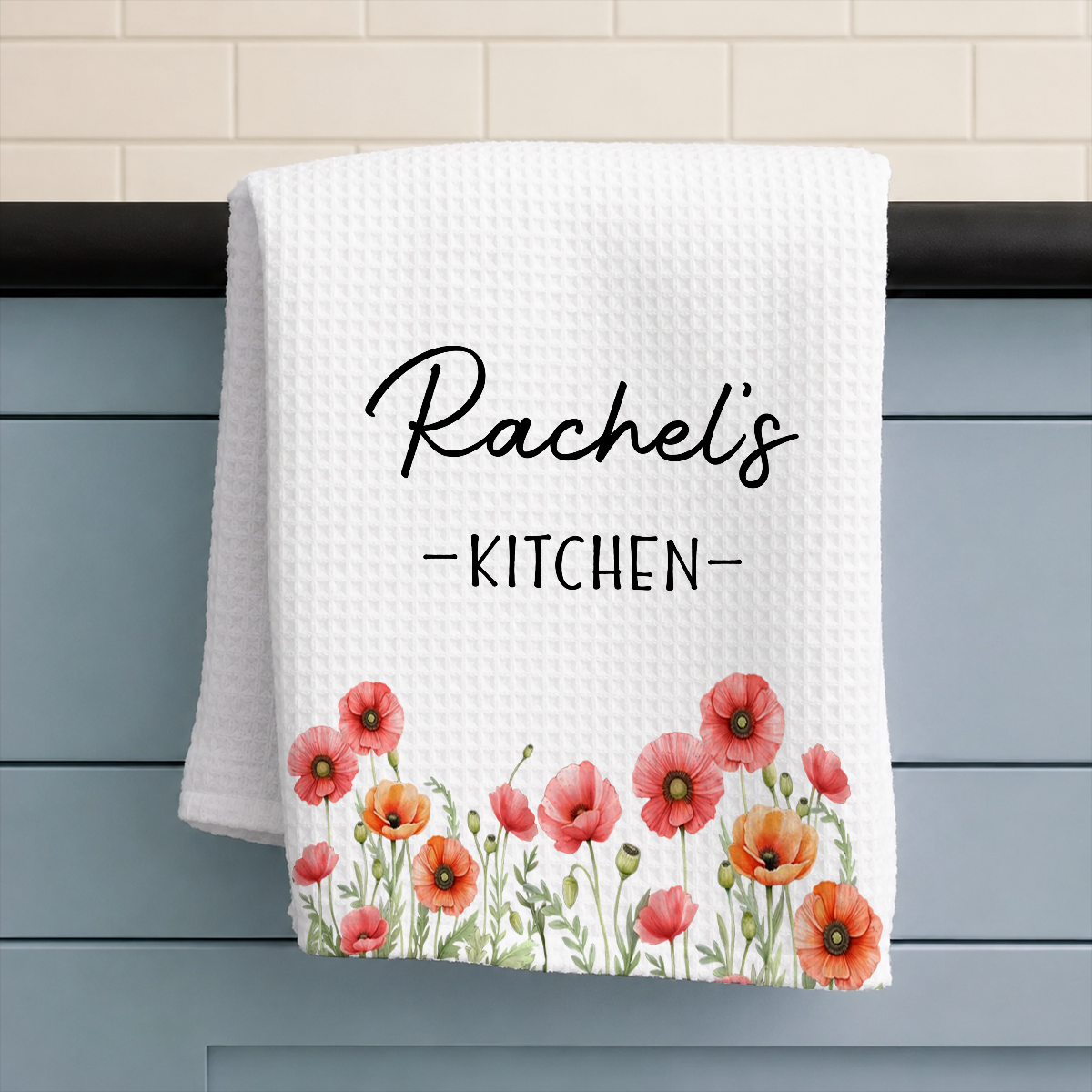 Birth Flower And Name - Personalized Name Waffle Weave Kitchen Towel, Housewarming Gift e246b479-da9f-46b3-81a7-5f26d2e3a547-3-34-.png