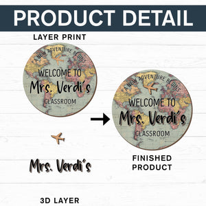 Personalized 3D Teacher Door Sign, Custom Teacher Door Hanger, Teacher Gifts, World Map Adventure Classroom Welcome Sign Back to School Gift e2636c84-a564-4aa1-ac5b-5ed4afa7581d-6.jpg