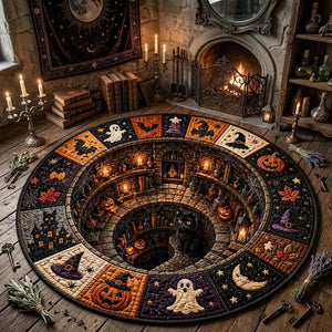 Halloween Round Quilted Rug, 3D Witch Dungeon Illusion Rug, Black Cat Halloween Rug, Spooky Witchy Floor Mat, Halloween Home Decor e2688cf2-17aa-44ea-8910-9cb3bb62d60c-dfrt-1-.webp