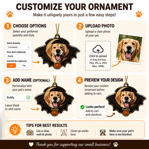 Custom Pet Photo Halloween Bat-Wing Acrylic Ornament - Personalized Laser Cut Custom Shape Ornament e26913e1-2953-4a80-875f-40dd25e98f3c.jpg