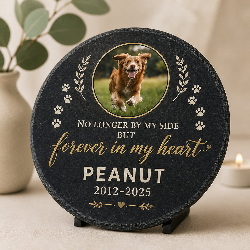 Pet Memorial Stone – No longer by my side (Photo + Name + Years) - Personalized Memorial Stone e26c178e-8604-4390-819c-d329ed833227.jpg
