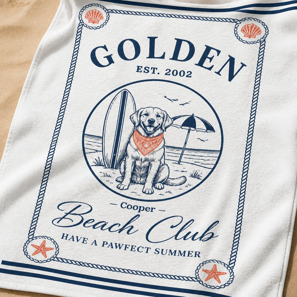 Golden Beach Club Personalized Dog Beach Towel - Personalized Beach Towel e270ba98-9e3b-438b-aa00-33095ad76adf.jpg