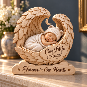 Our Little Angel Baby Memorial Keepsake – Angel Wings Sympathy Gift for Pregnancy & Infant Loss, Forever in Our Hearts e2728333-a3ca-49f1-8ff0-8701551e0f30-Wooden-Angel-Baby-Keepsake-on-Mantel-4.png