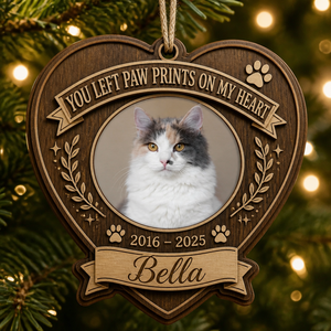 Pet Memorial Photo Ornament – You Left Paw Prints On My Heart (Photo, Name & Years) - Personalized 3-Layered Wood Ornament e27298d0-efc2-4559-b38a-2db1ea8f501e.png