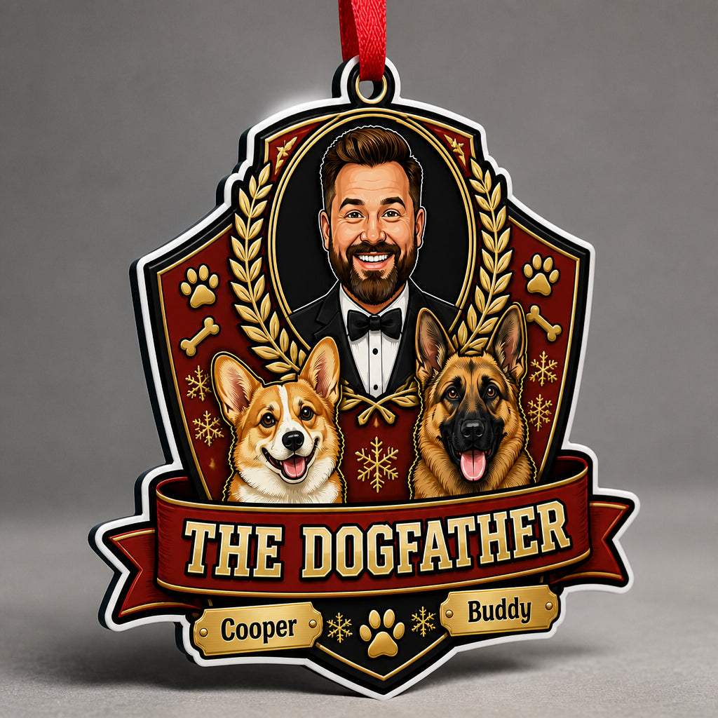 The Dogfather Custom Face + 2 Dogs Ornament - Personalized Laser Cut Custom Shape Ornament e28fbebc-2dbf-48c6-af3b-f38938816230.jpg
