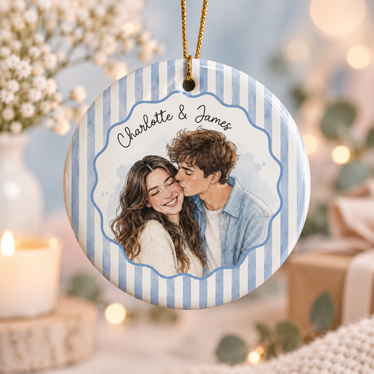 Personalized Watercolor Portrait Ceramic Ornament, Custom Couple Photo Ornament, Engagement Gift, Wedding Keepsake, Anniversary Gift e2aff1bd-4948-49d9-af7b-72b72fc8d1c1-027cd8fe-e6ab-4c47-a555-9df55fabbbfe.png