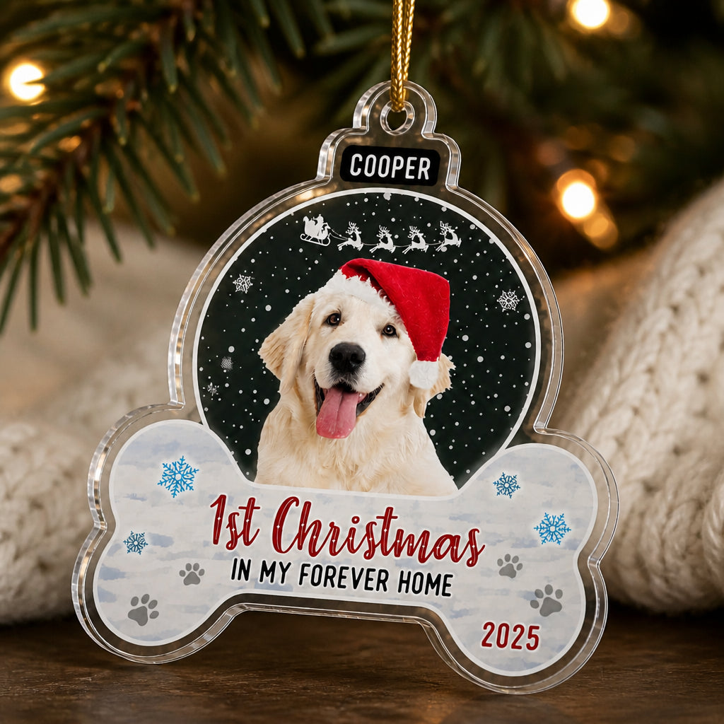 Pet Photo Acrylic Ornament — 1st Christmas In My Forever Home (Name + Year) - Personalized Transparent Acrylic Ornament e2c8cfbf-c657-4e91-8773-3951b9131b45.jpg