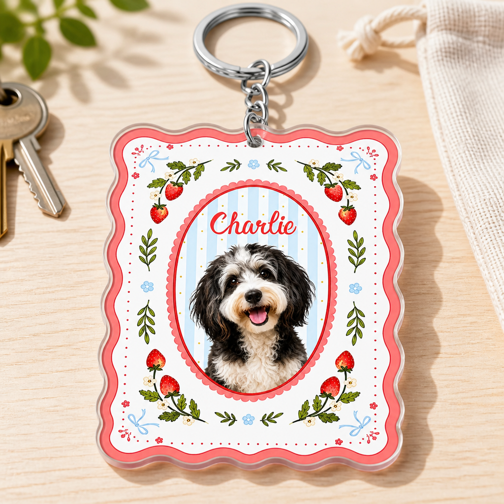 Custom Pet Photo Strawberry Keychain - Personalized Acrylic Tag Keychain e2fca5ad-3d6a-4a8c-b0be-6b7f600f3b31.png