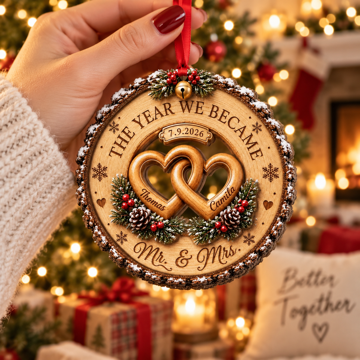 Custom Couple Wedding Anniversary 2Layer Wooden Ornament, First Christmas Wood Ornament, The Year We Became Mr Mrs Ornament, Wedding Gift e30c8a8e-31e4-48a3-b071-355d36959d9d-gffg-2-.png