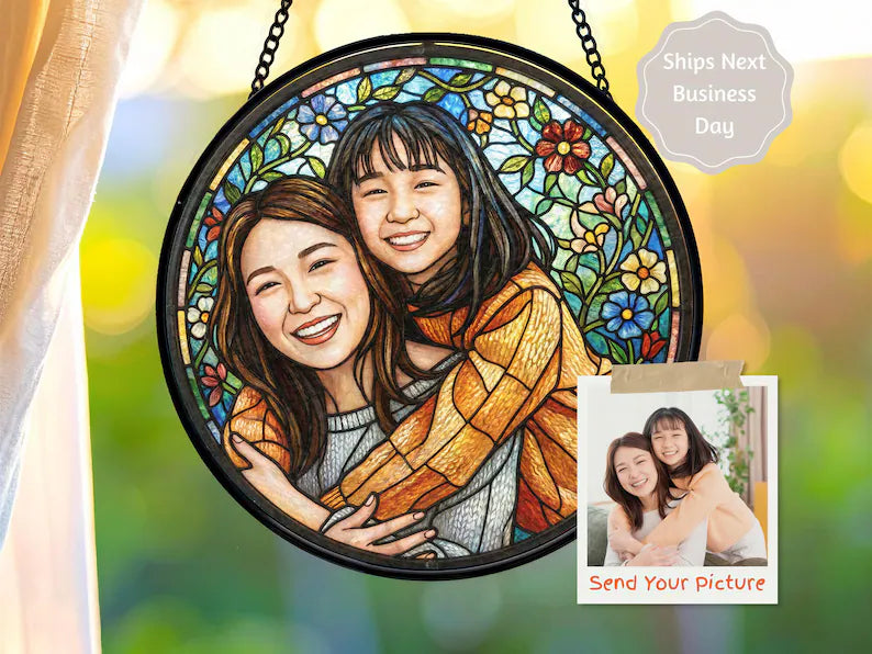 Sun Catcher Mom Daughter Gift, Custom Floral Stained Glass Portrait, Photo Window Art e3142b33-c37c-4cf4-9cda-872f7347b8c7-ghgh-18-.webp