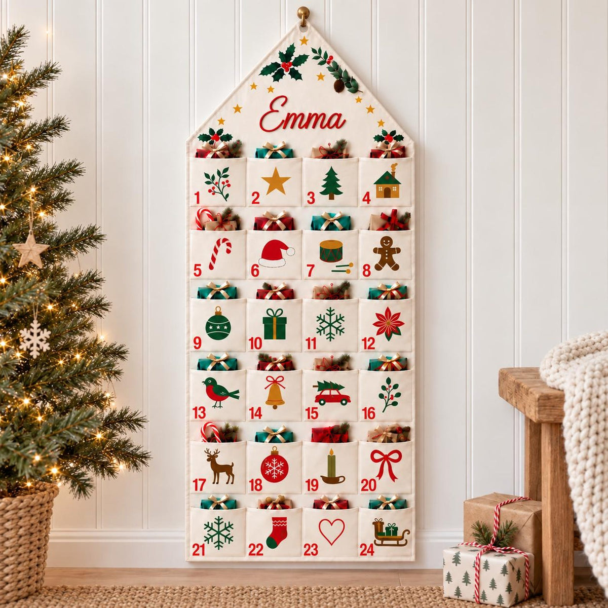 Personalized Advent Calendar 2026, Fabric Advent Calendar with Name, 24 Pocket Christmas Countdown Wall Hanging, Kids Reusable Holiday Decor ScapLong e32eb3bb-20ee-4d2e-a803-a08a98abeeaf-il_1588xN.8568900987_fvf1.jpg