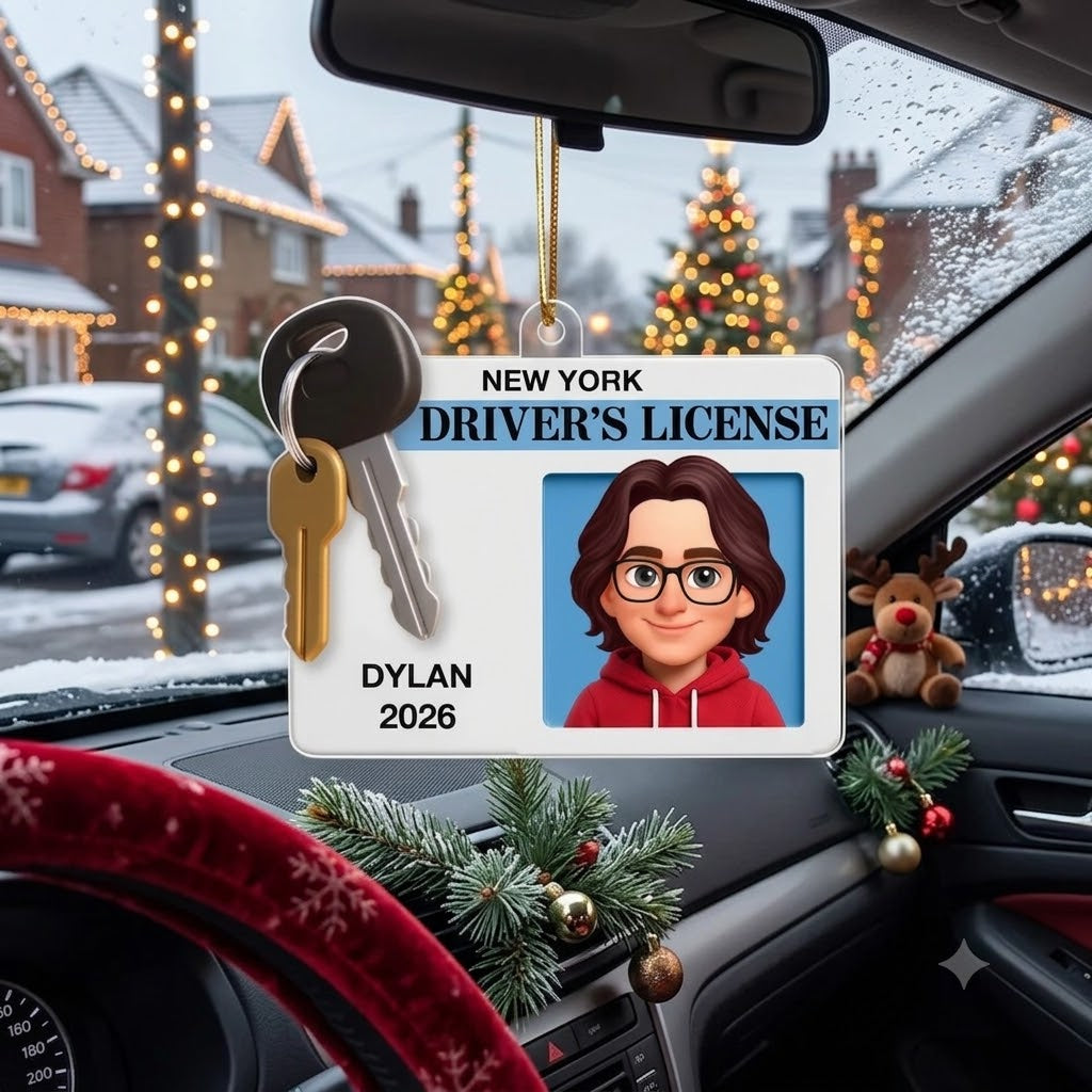 Driver's License 3D Effect - Personalized Acrylic Ornament - Christmas Gift For New Drivers, Teen Boy Teen Girl